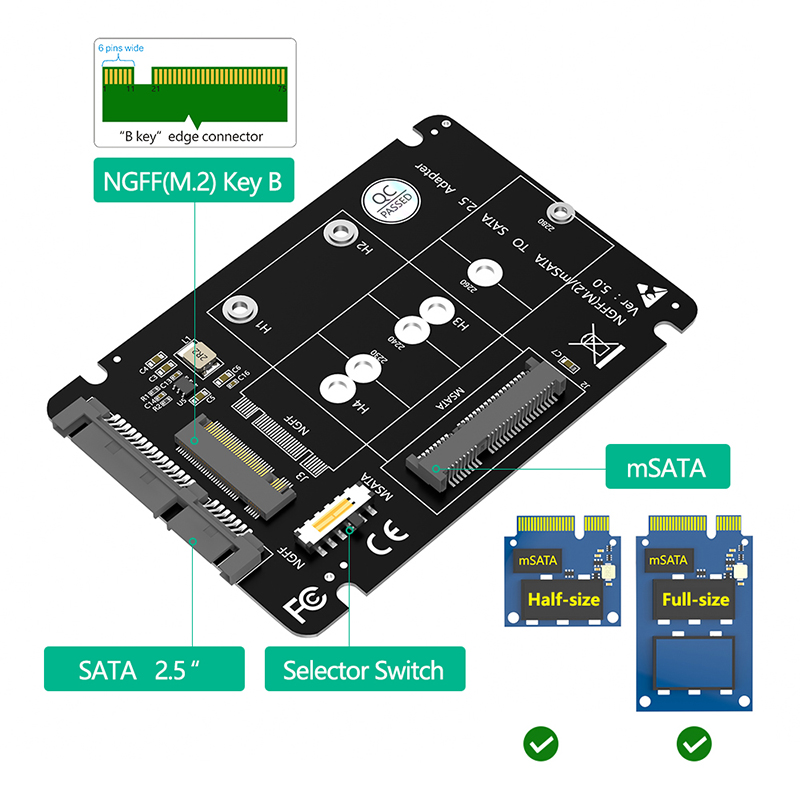 M.2 NGFF mSATA SSD to SATA 3.0 - Memory Card Ssd recension och pris