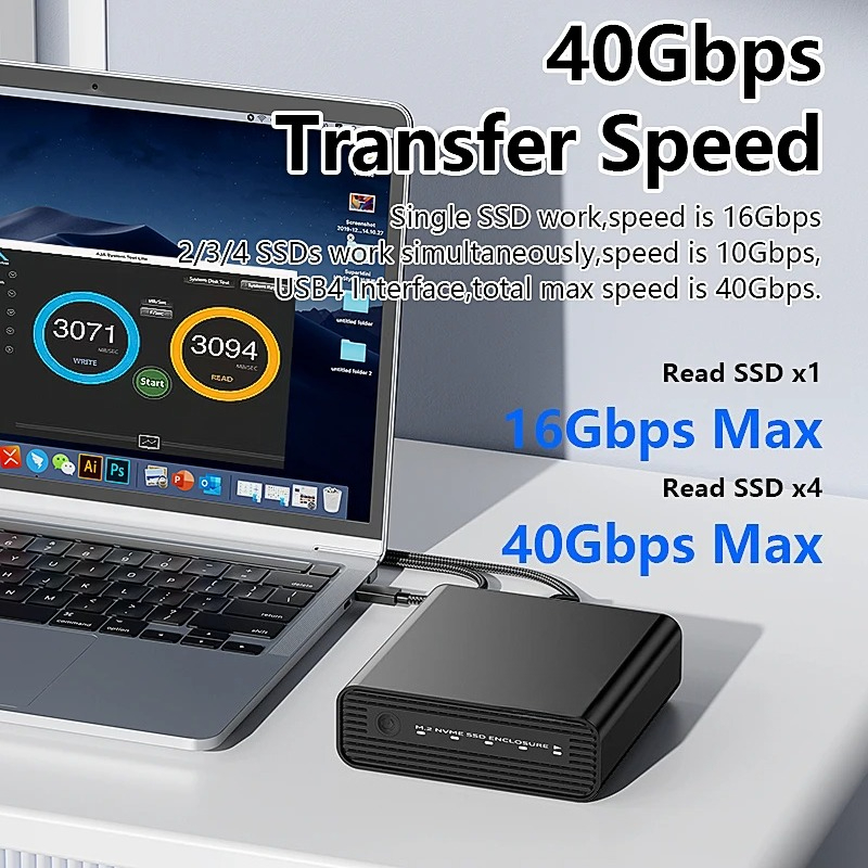 Aluminum M2 4-Bay USB4 Externa - External Ssd recension och pris
